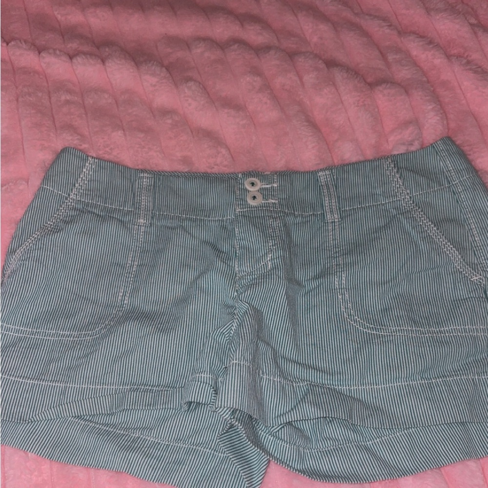 SO Women's Teal Striped Jean Shorts